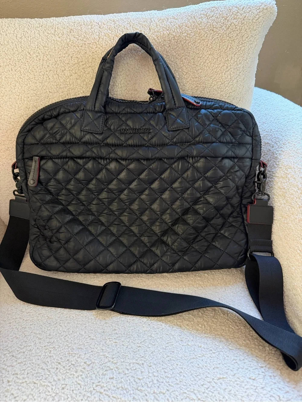 MZ Wallace Black Quilted Metro Tote - Convertible Laptop Crossbody Bag